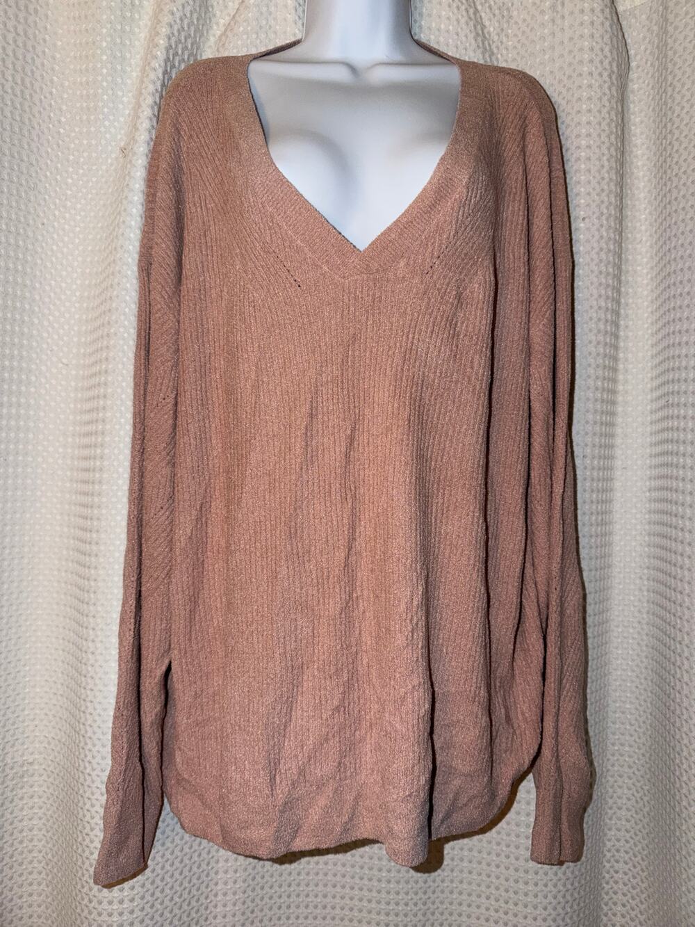 Barefoot Dreams CozyChic Ultra Lite Blush Pink V-Neck Sweater 1X